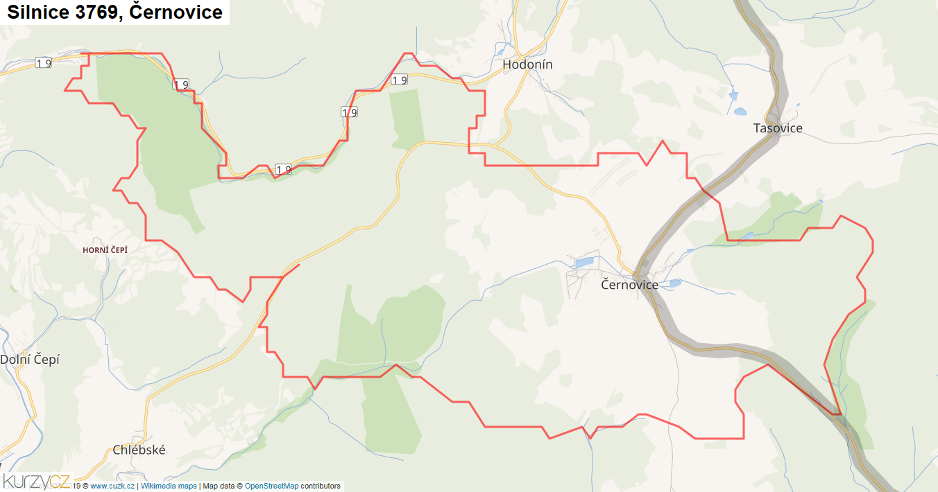 Černovice, Silnice 3769 - Mapa