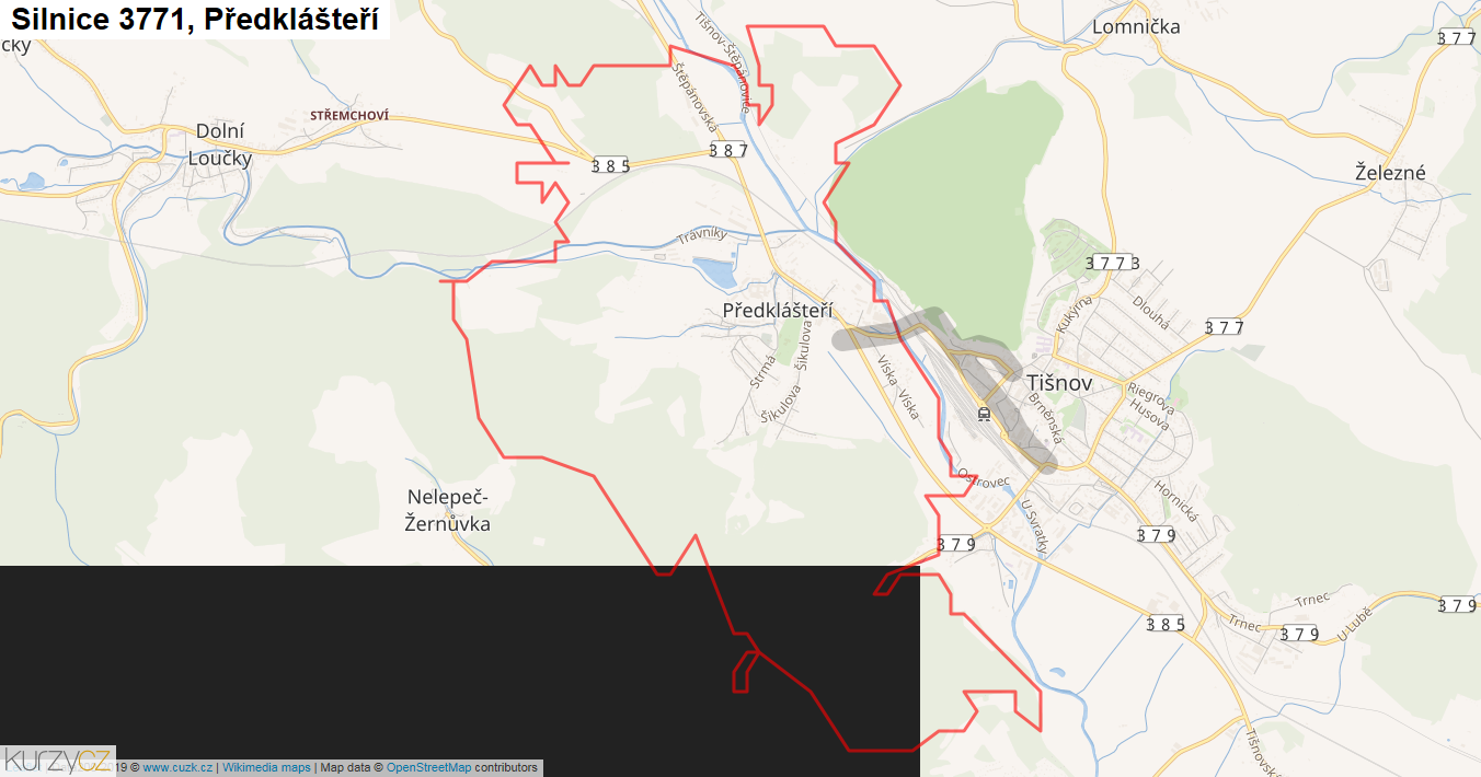 Předklášteří, Silnice 3771 - Mapa