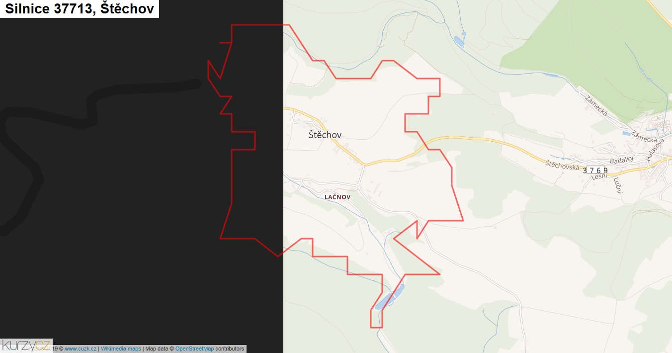 Štěchov, Silnice 37713 - Mapa
