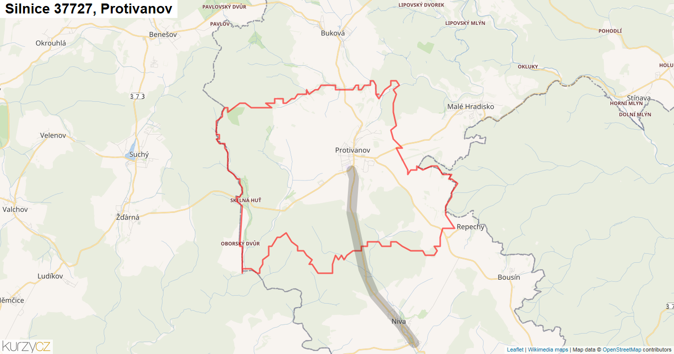Protivanov, Silnice 37727 - Mapa