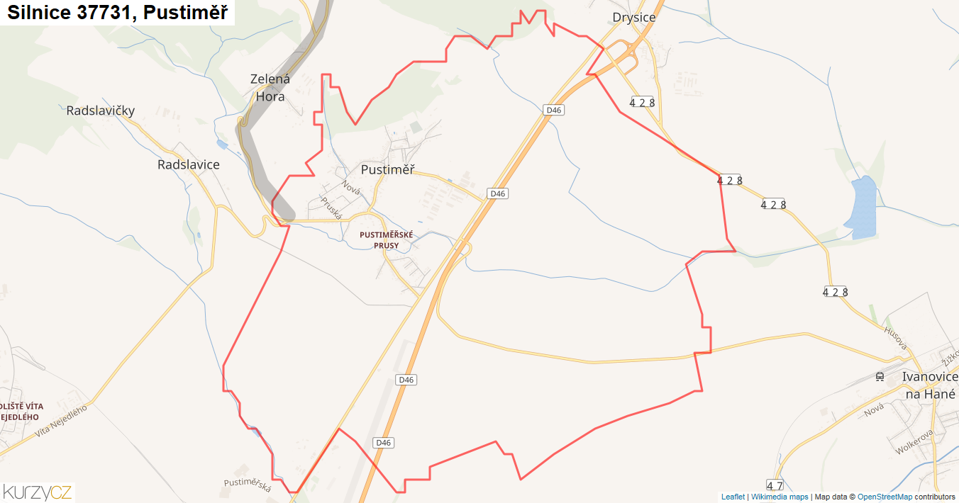 Pustiměř, Silnice 37731 - Mapa