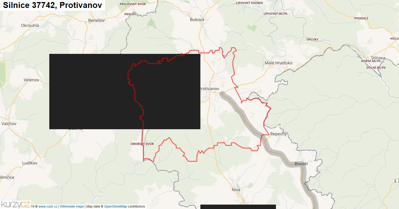 Protivanov, Silnice 37742 - Mapa