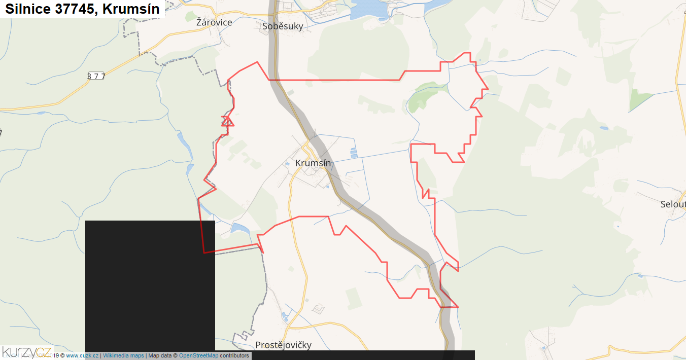 Krumsín, Silnice 37745 - Mapa