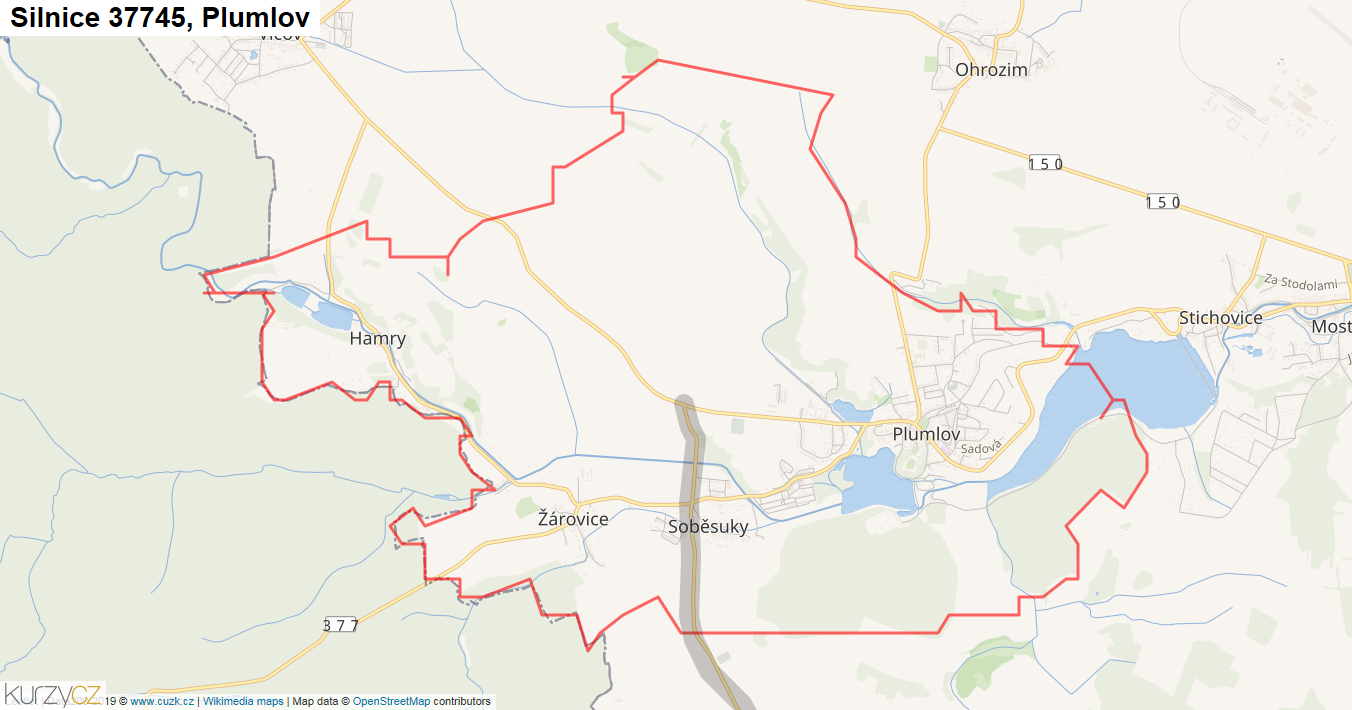 Plumlov, Silnice 37745 - Mapa