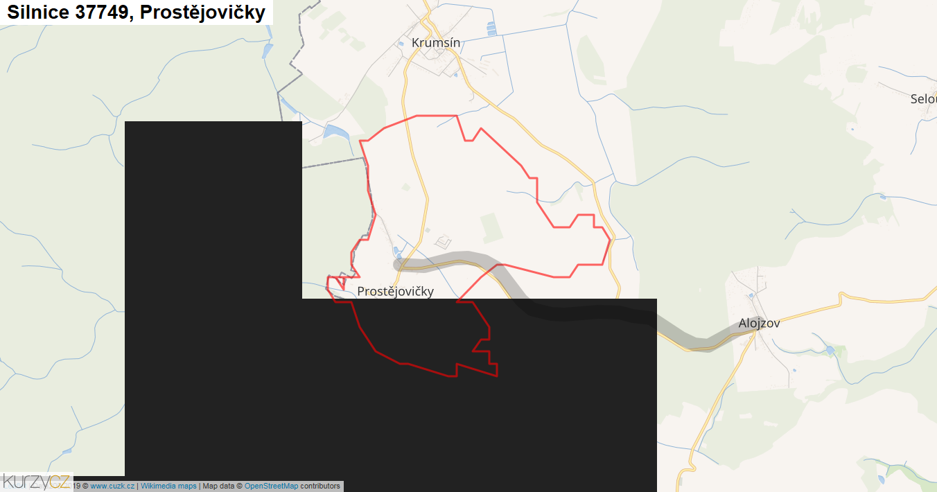 Prostějovičky, Silnice 37749 - Mapa