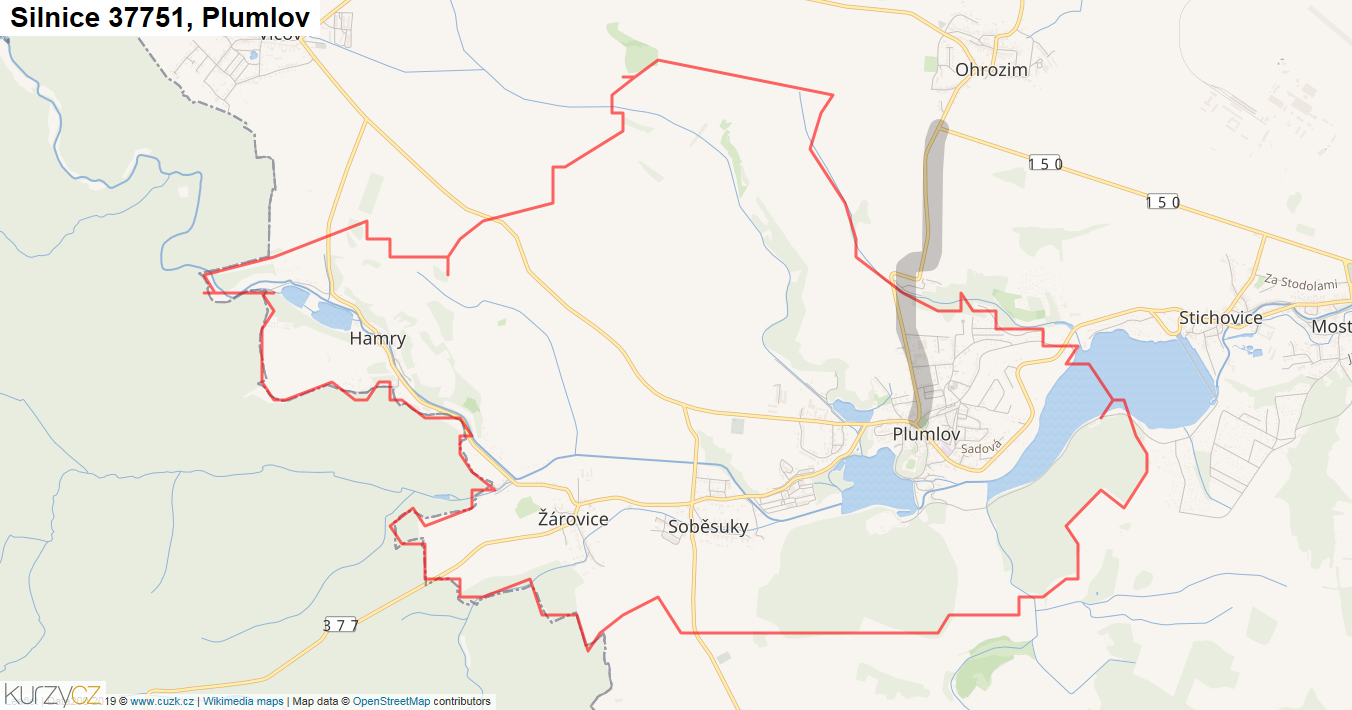 Plumlov, Silnice 37751 - Mapa