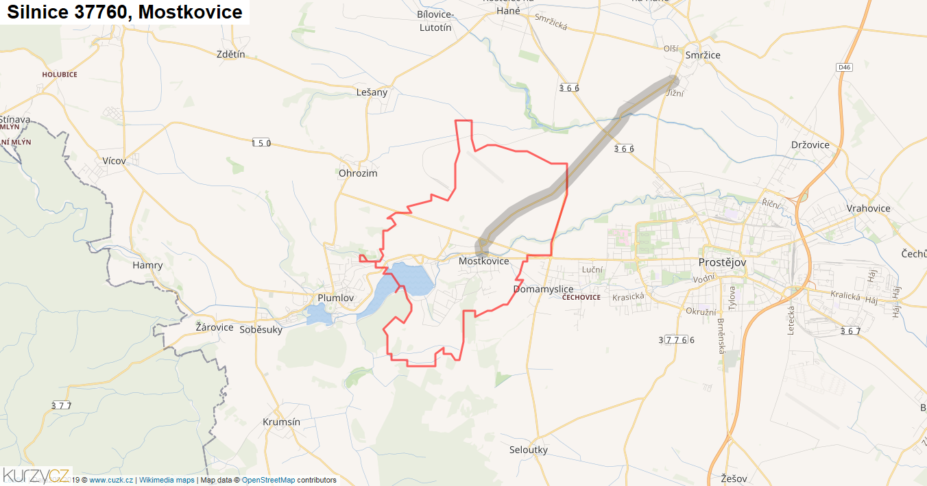 Mostkovice, Silnice 37760 - Mapa