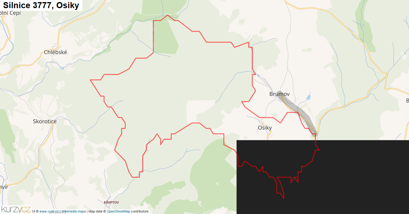 Osiky, Silnice 3777 - Mapa