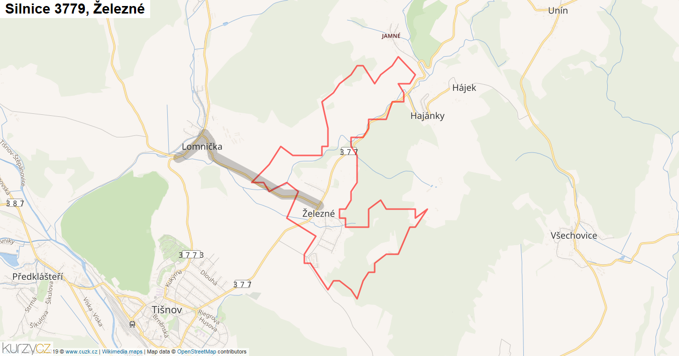 Železné, Silnice 3779 - Mapa