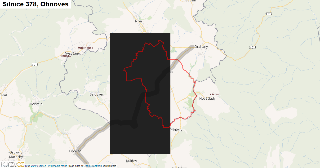 Otinoves, Silnice 378 - Mapa