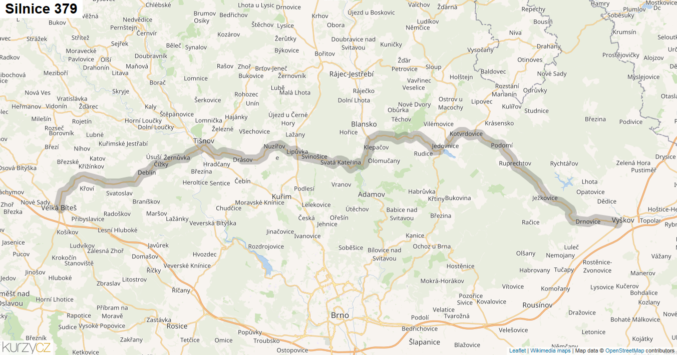Silnice 379 - mapa Silnice 379