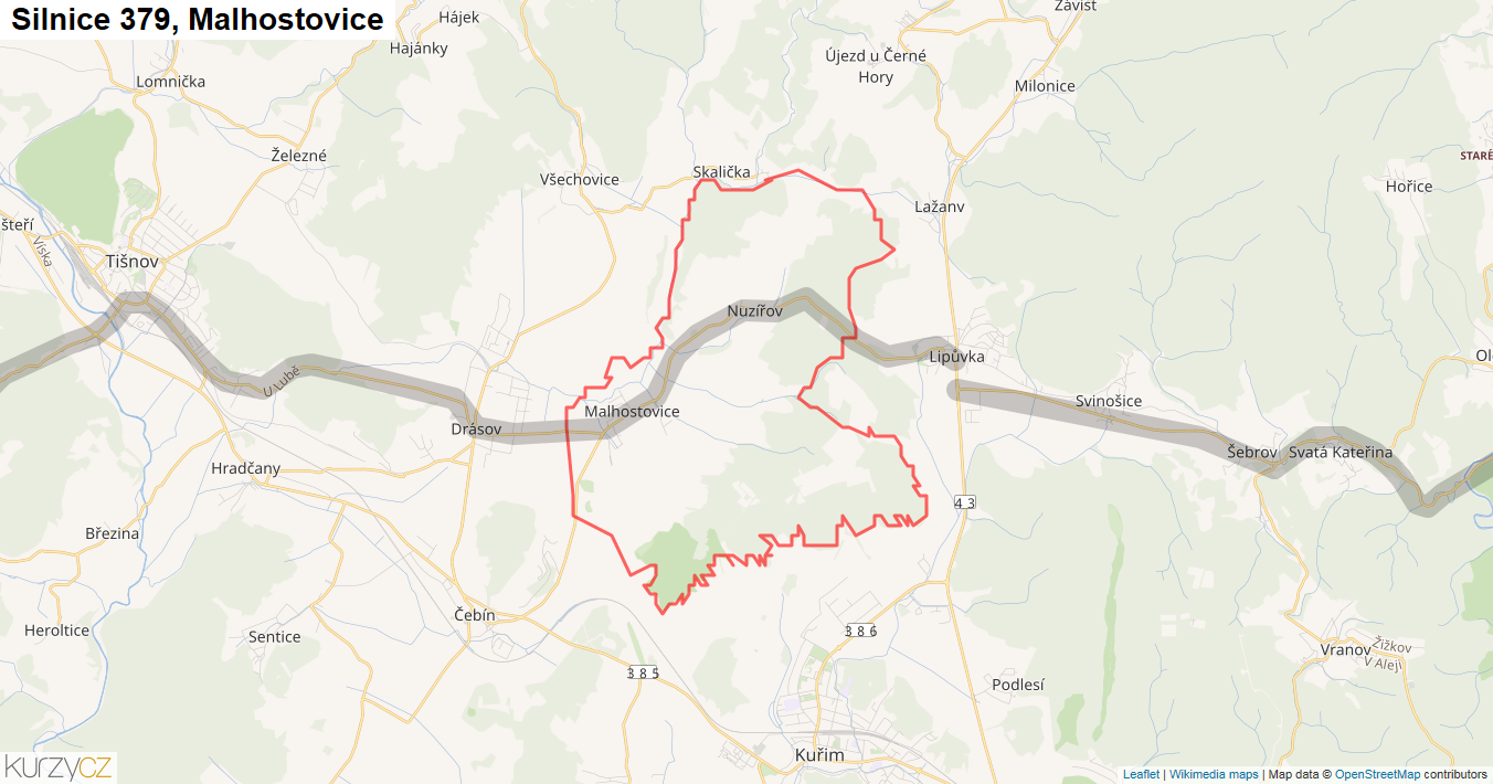 Malhostovice, Silnice 379 - Mapa