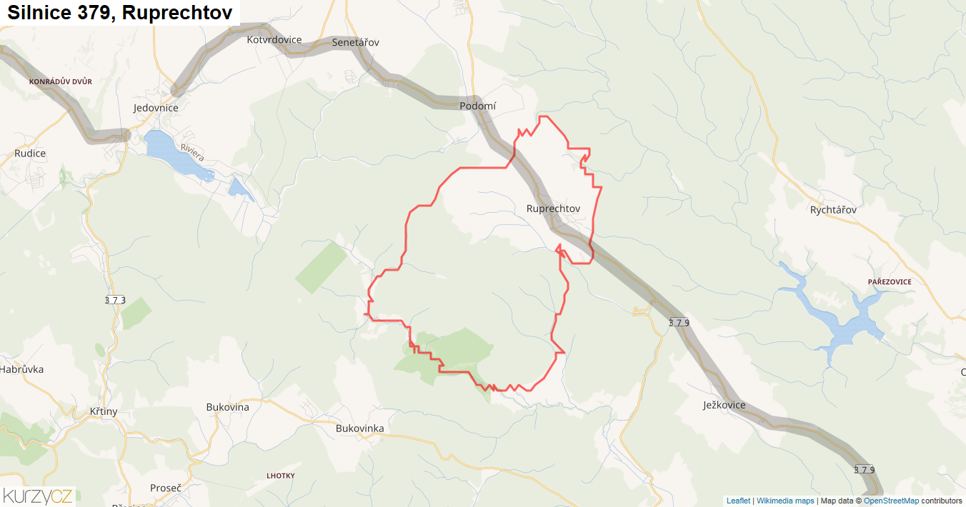 Ruprechtov, Silnice 379 - Mapa