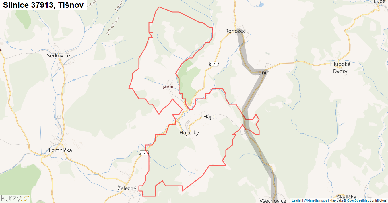 Tišnov, Silnice 37913 - Mapa