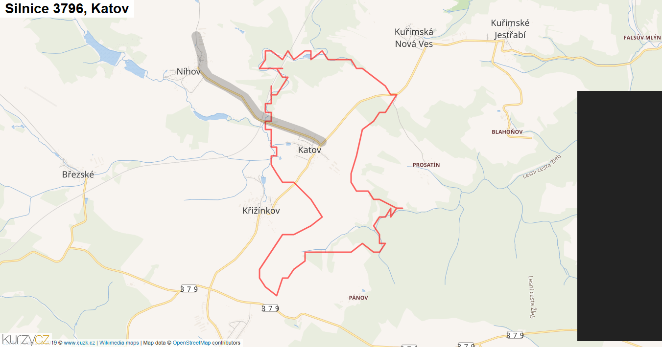 Katov, Silnice 3796 - Mapa
