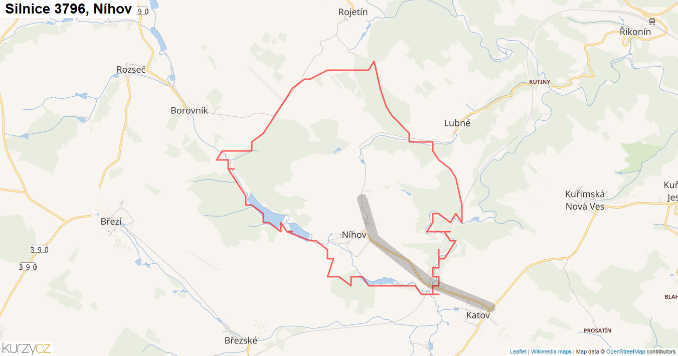 Níhov, Silnice 3796 - Mapa