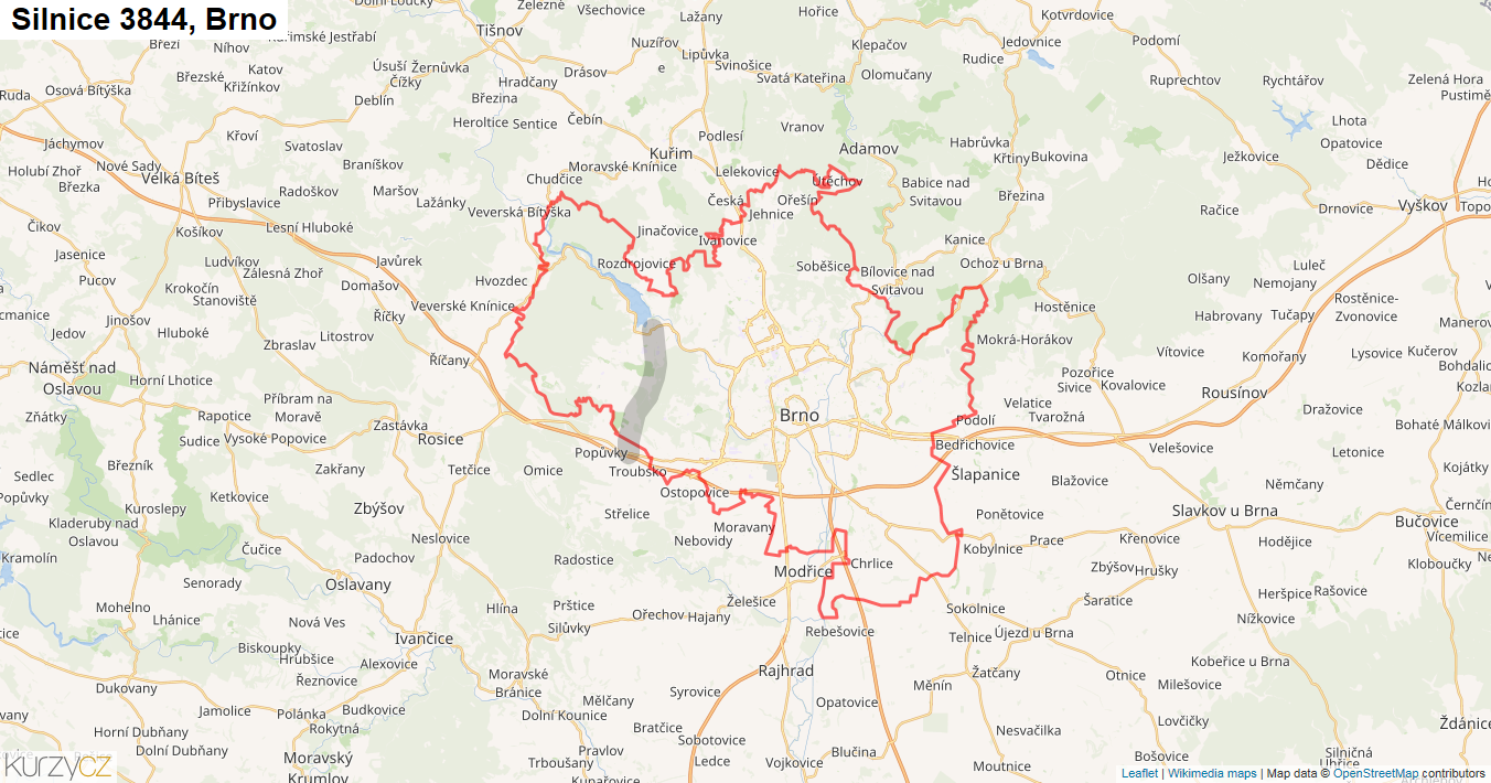 Brno, Silnice 3844 - Mapa