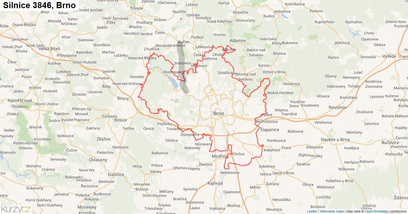 Brno, Silnice 3846 - Mapa
