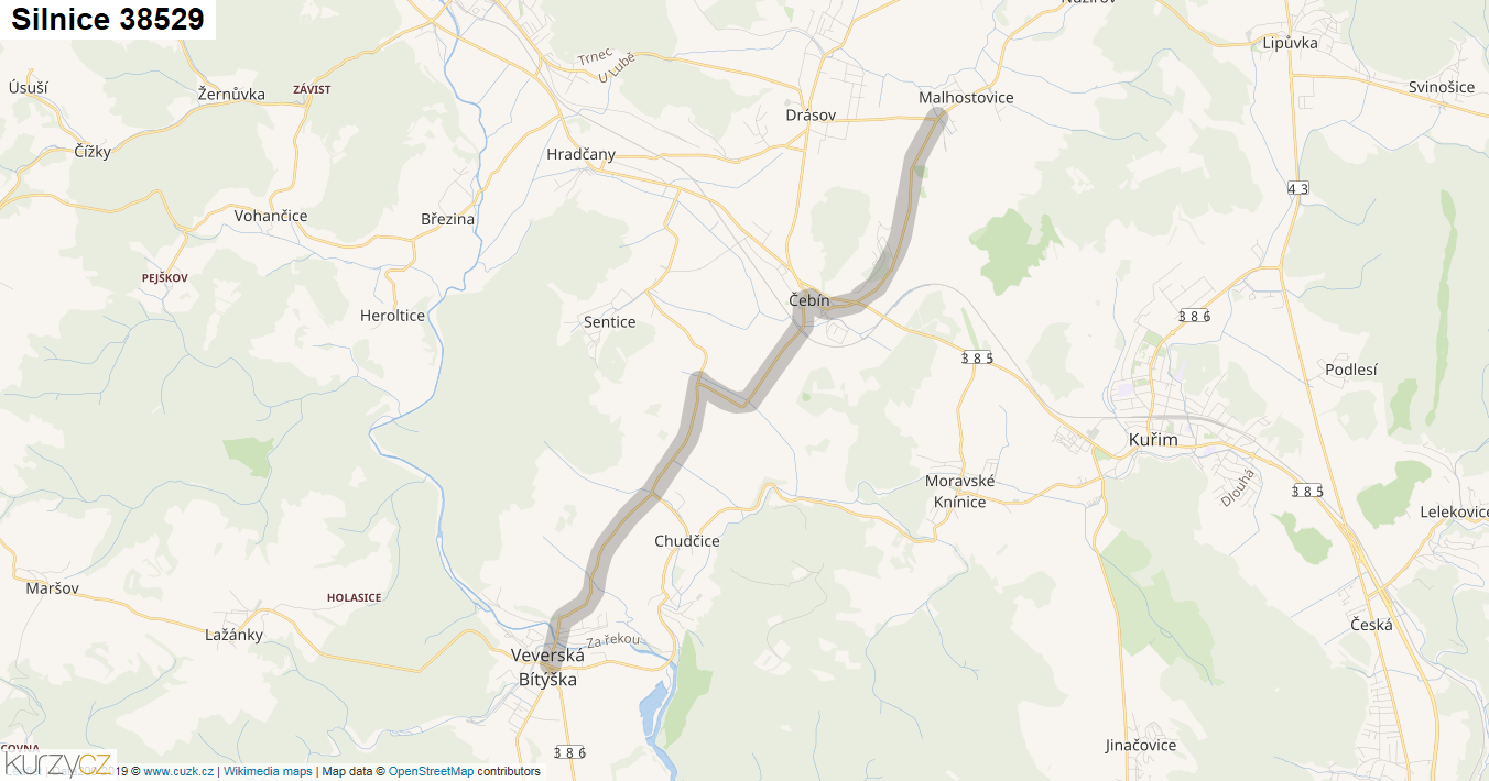 Silnice 38529 - mapa Silnice 38529