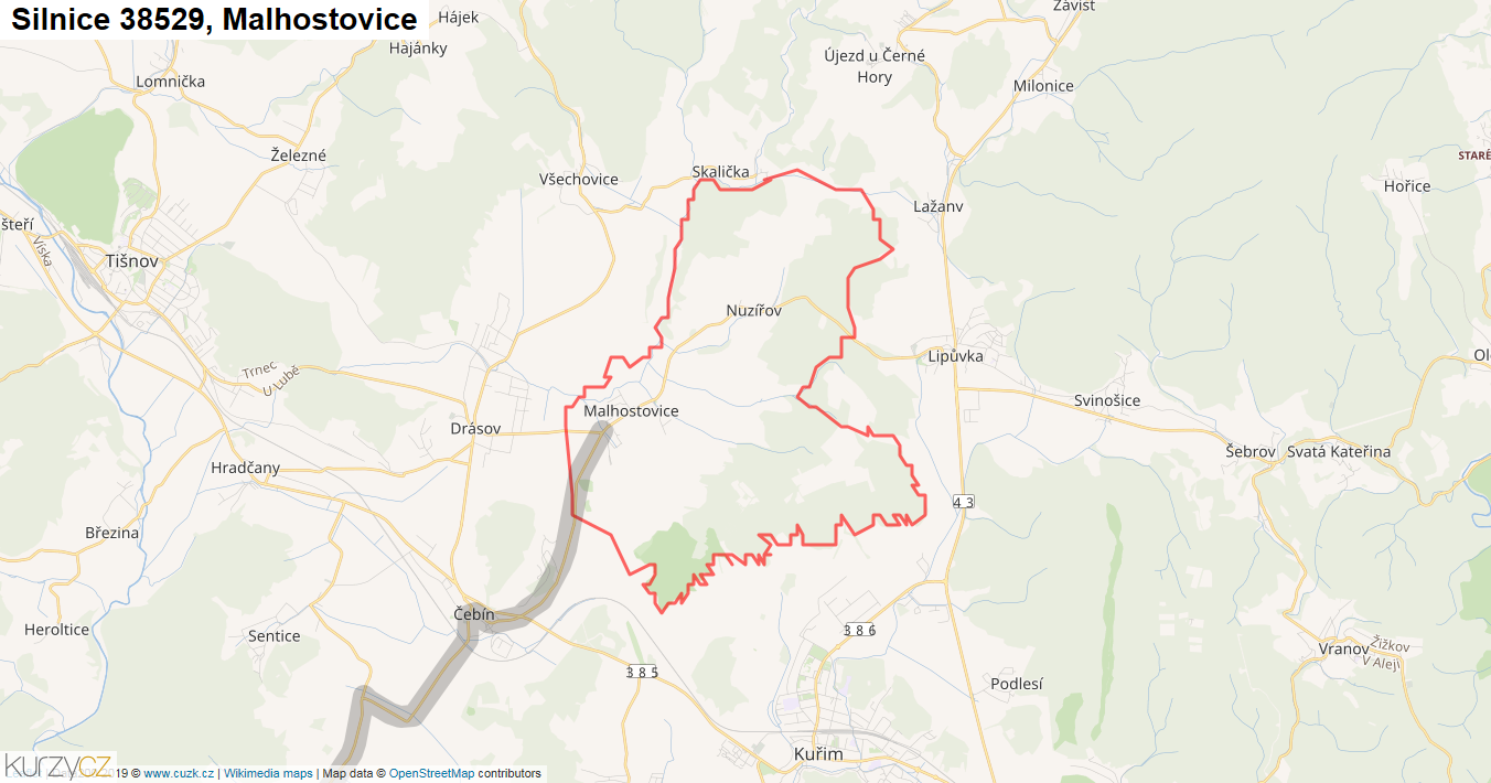 Malhostovice, Silnice 38529 - Mapa