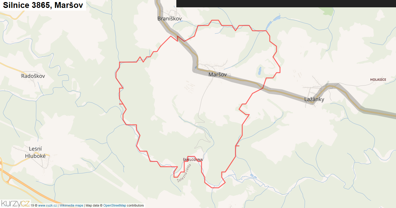 Maršov, Silnice 3865 - Mapa