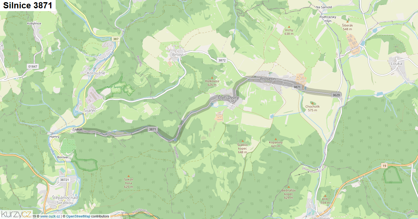 Silnice 3871 - mapa Silnice 3871