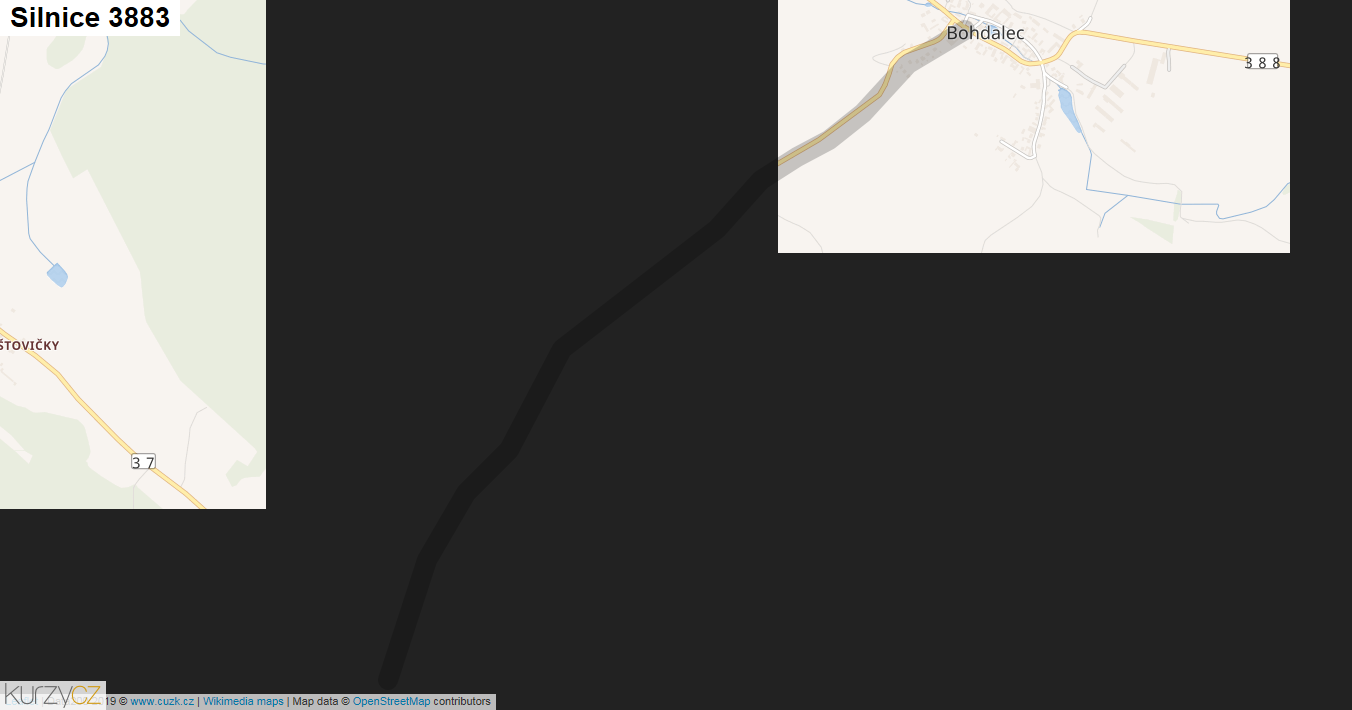 Silnice 3883 - mapa Silnice 3883