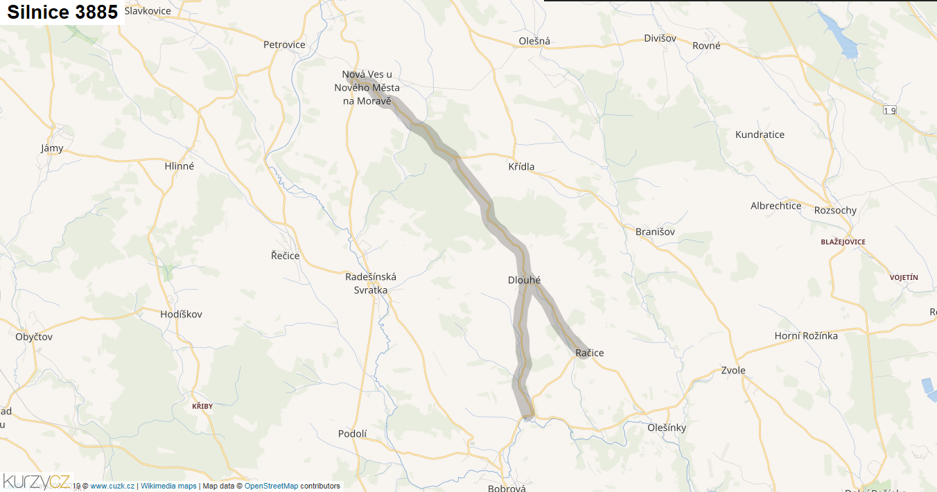Silnice 3885 - mapa Silnice 3885