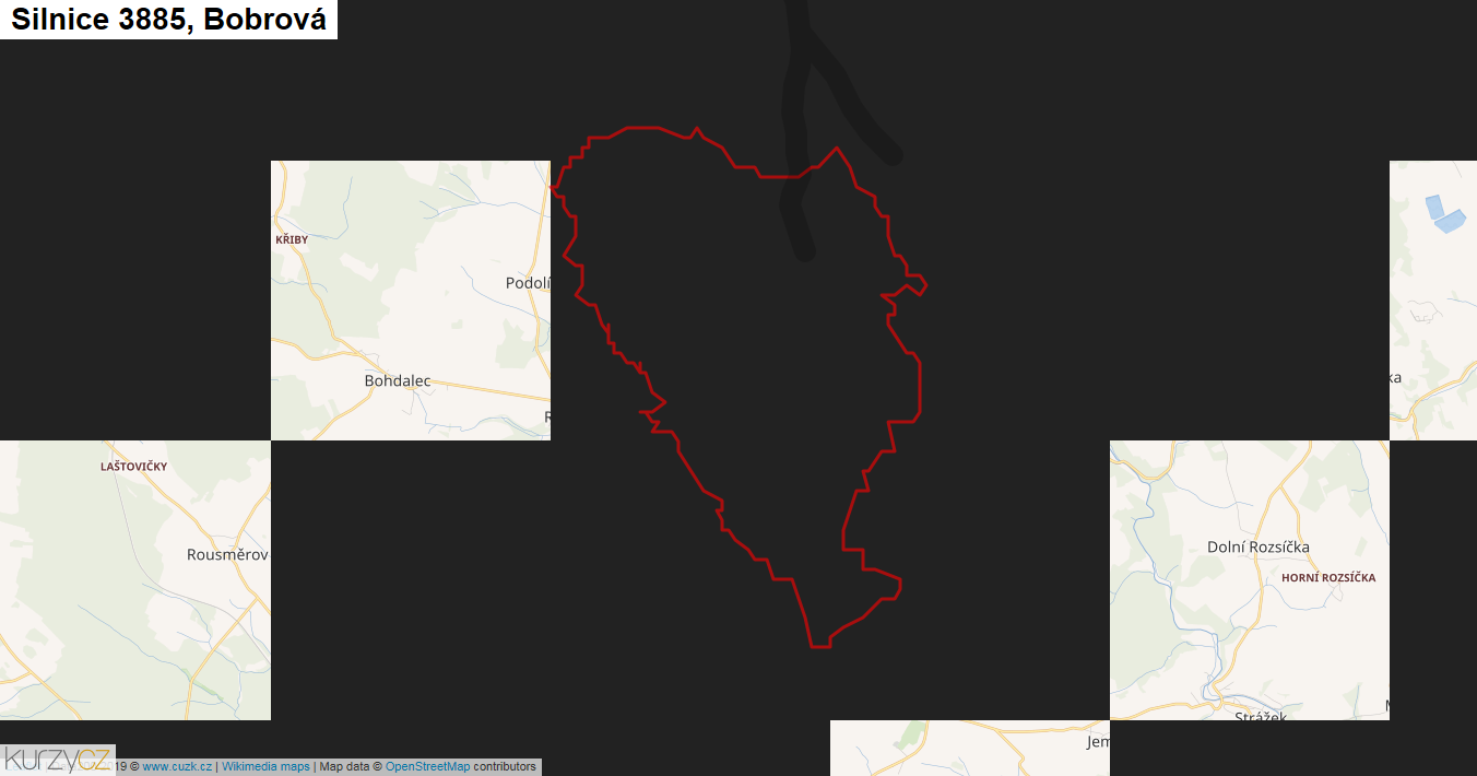 Bobrová, Silnice 3885 - Mapa