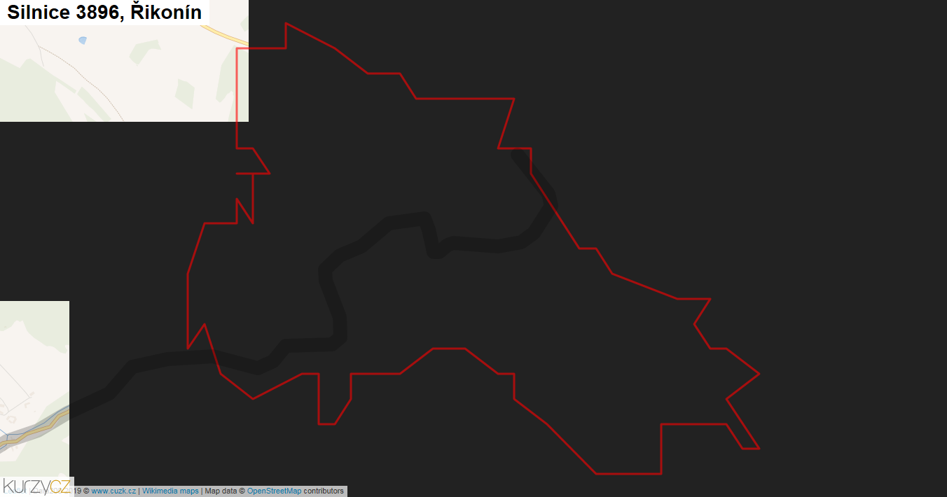 Řikonín, Silnice 3896 - Mapa
