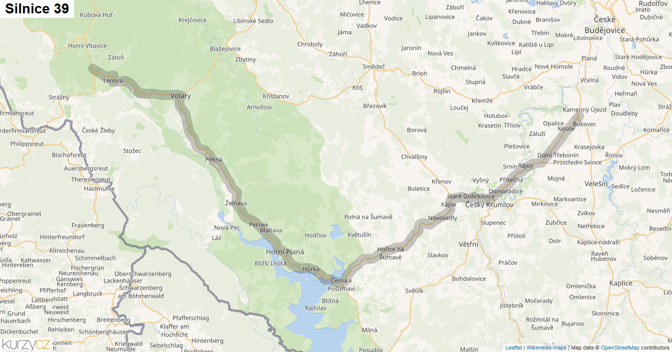 Silnice 39 - mapa Silnice 39