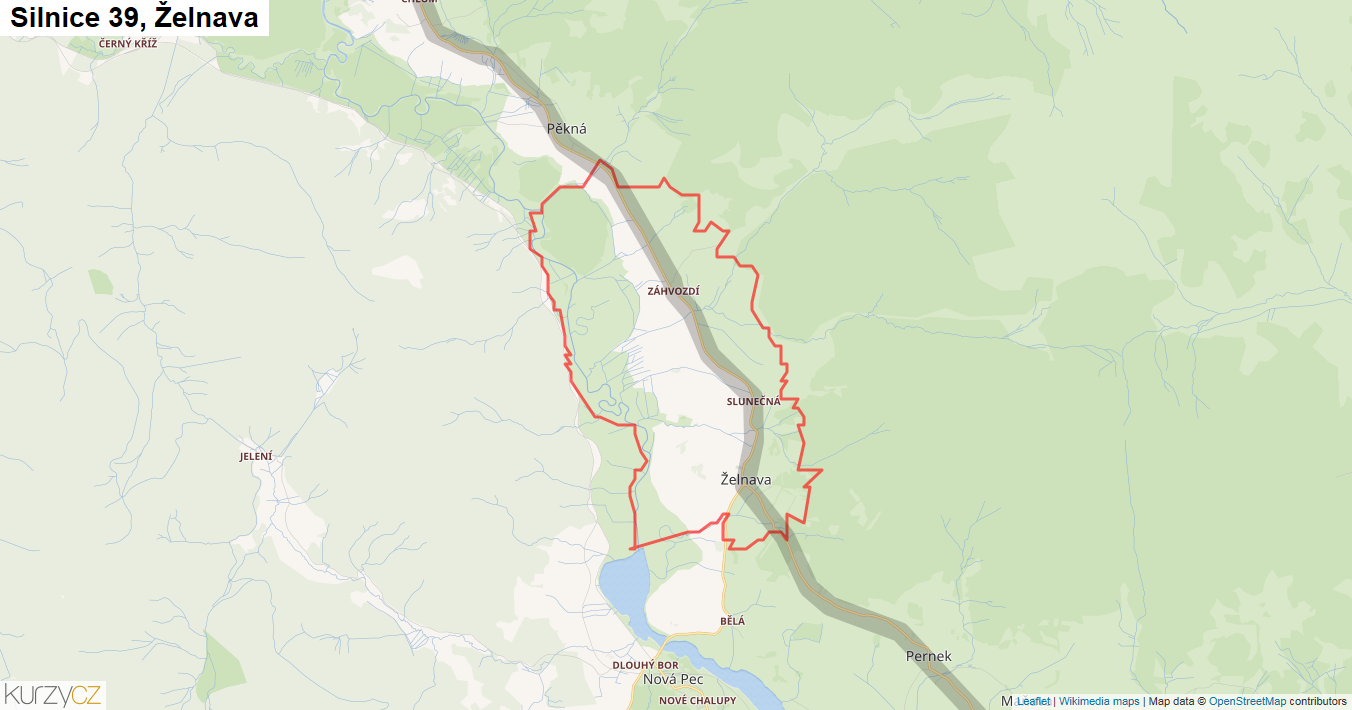 Želnava, Silnice 39 - Mapa
