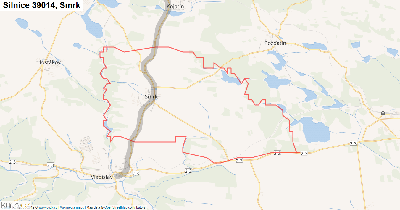 Smrk, Silnice 39014 - Mapa