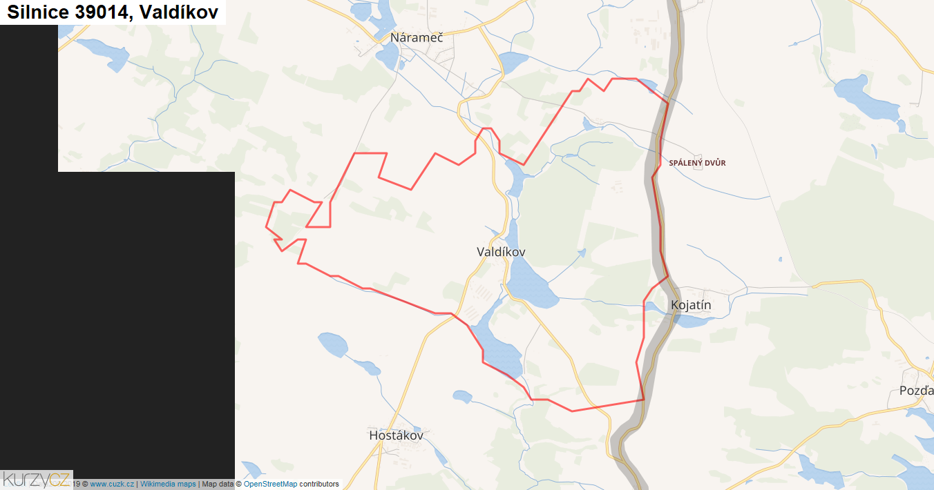 Valdíkov, Silnice 39014 - Mapa