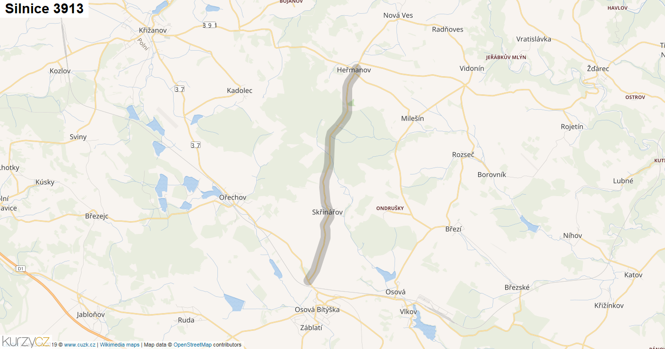 Silnice 3913 - mapa Silnice 3913