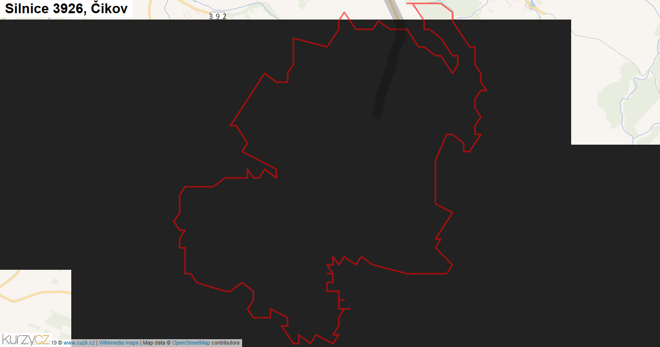 Čikov, Silnice 3926 - Mapa