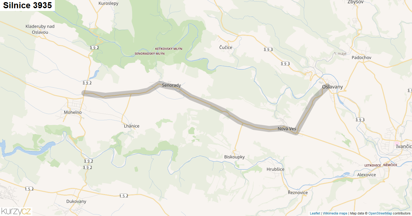 Silnice 3935 - mapa Silnice 3935