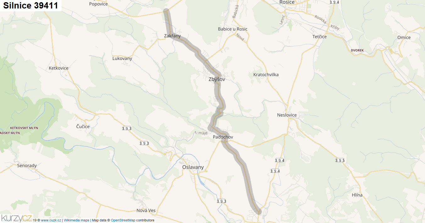 Silnice 39411 - mapa Silnice 39411