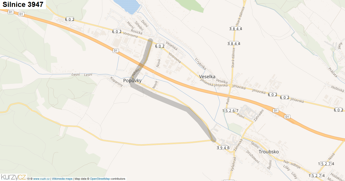 Silnice 3947 - mapa Silnice 3947