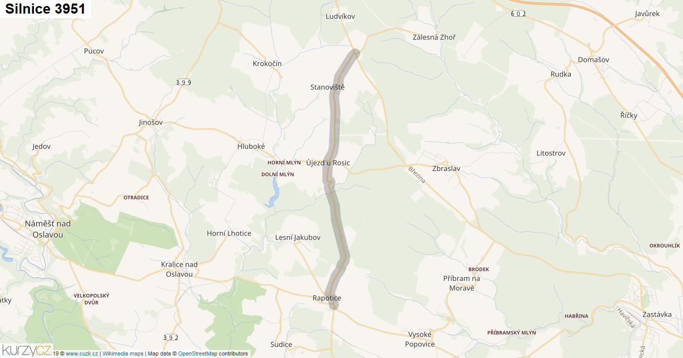 Silnice 3951 - mapa Silnice 3951