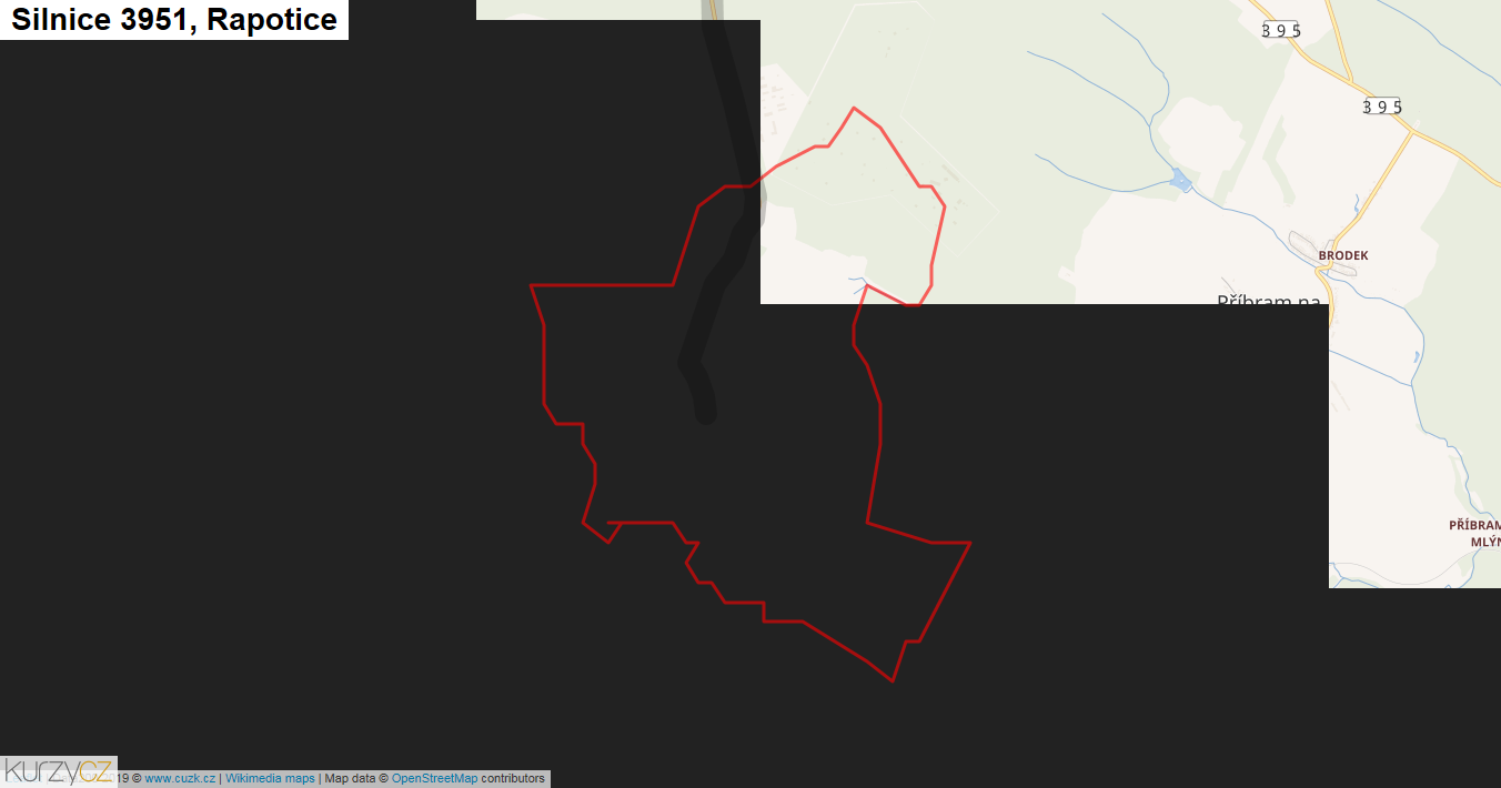 Rapotice, Silnice 3951 - Mapa