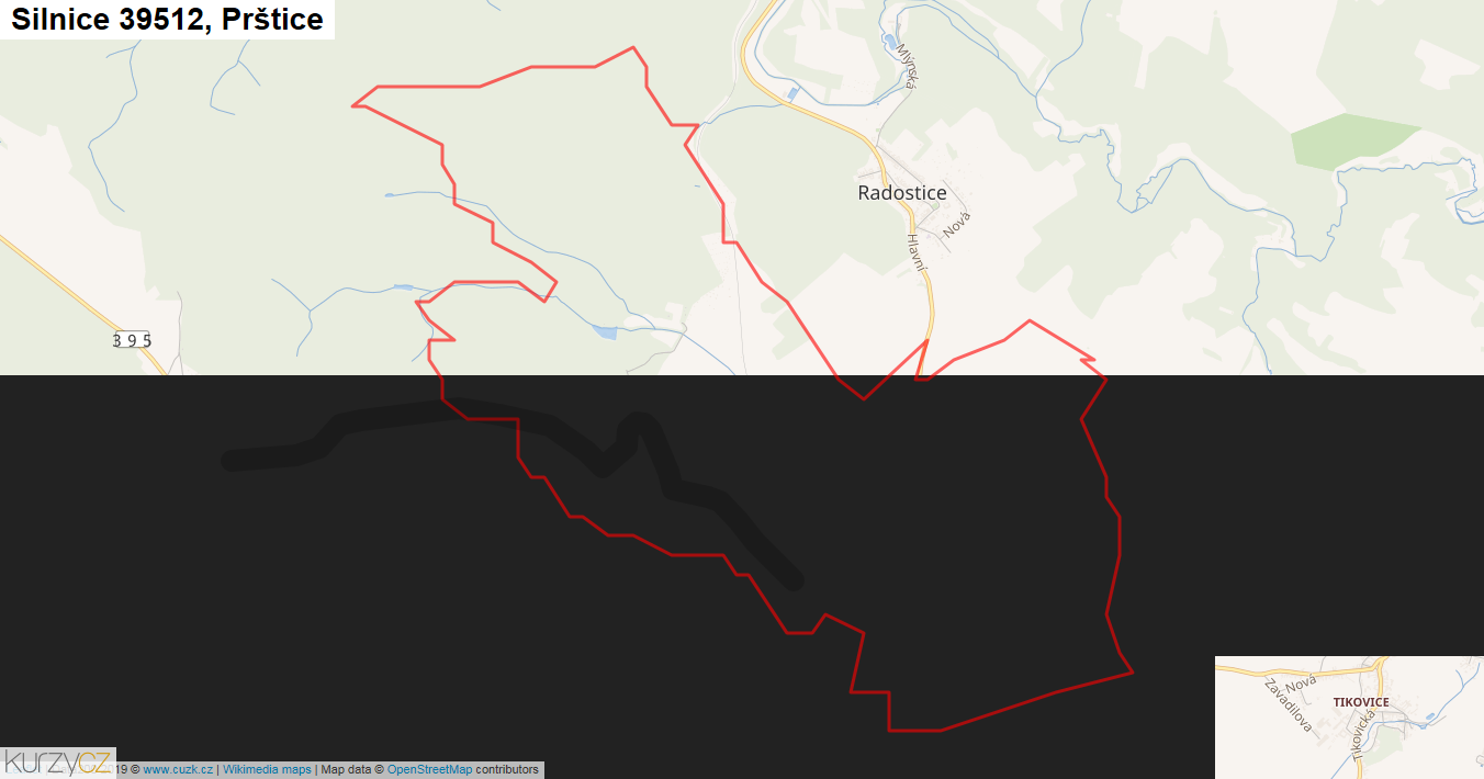 Prštice, Silnice 39512 - Mapa