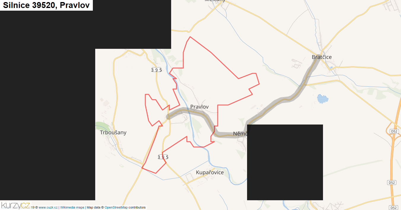 Pravlov, Silnice 39520 - Mapa