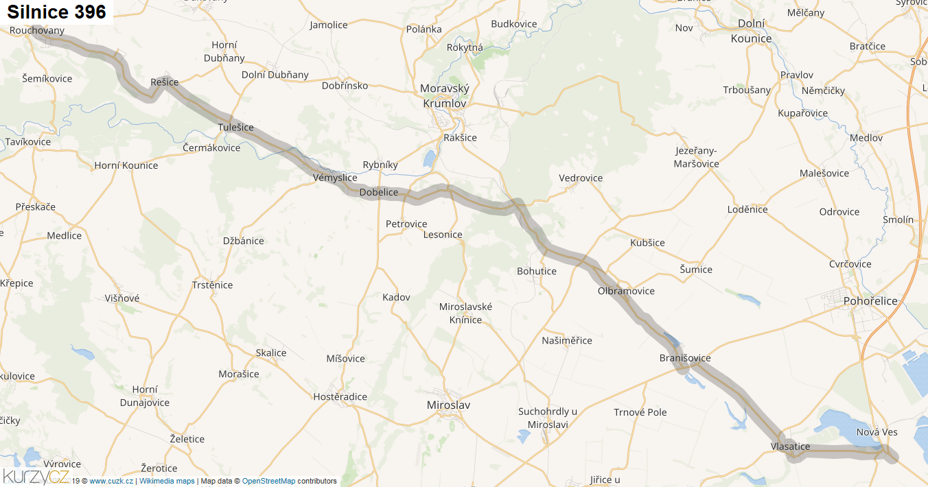 Silnice 396 - mapa Silnice 396