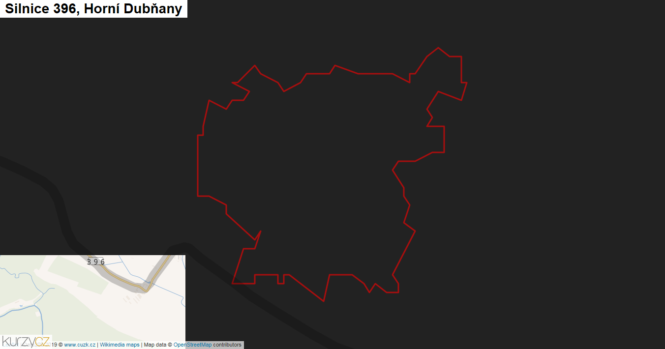 Horní Dubňany, Silnice 396 - Mapa