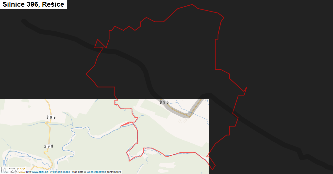 Rešice, Silnice 396 - Mapa