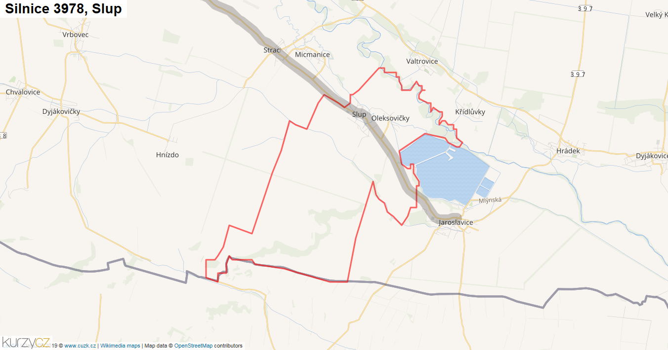 Slup, Silnice 3978 - Mapa
