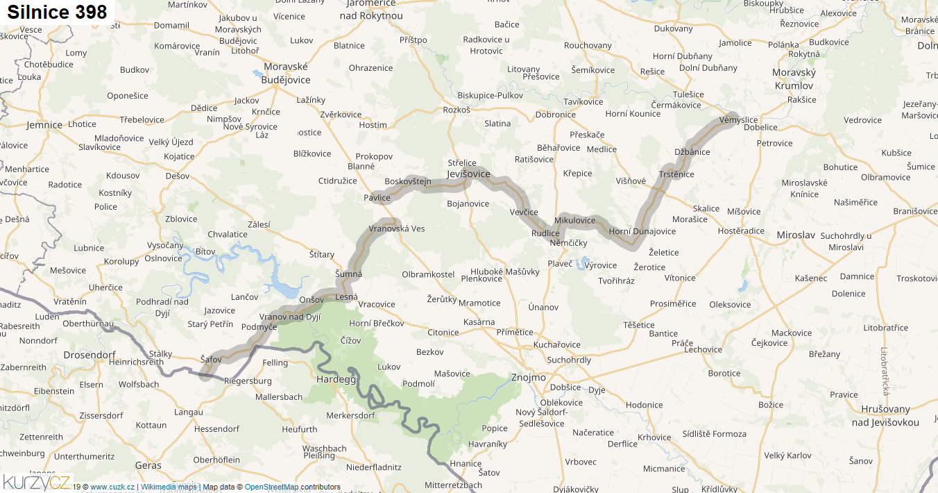 Silnice 398 - mapa Silnice 398
