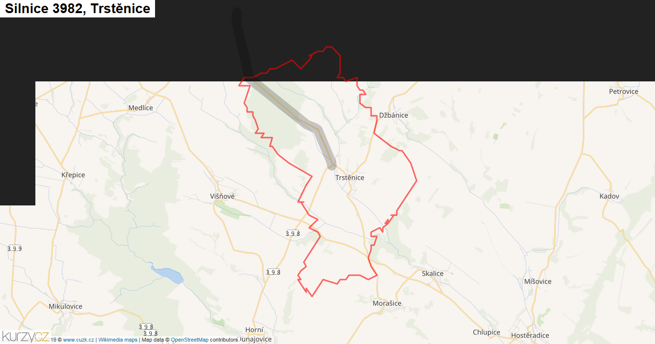 Trstěnice, Silnice 3982 - Mapa