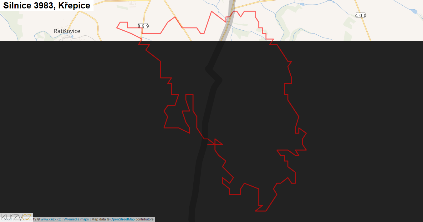 Křepice, Silnice 3983 - Mapa